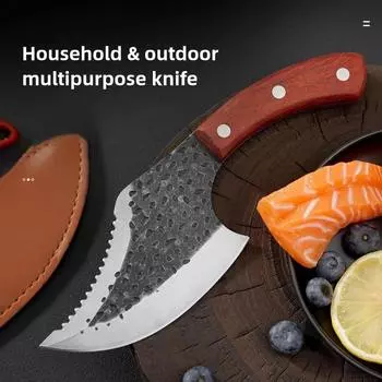 Нож-тесак для нарезки рыбы, мяса, овощей, кухонные ножи из нержавеющей стали с деревянной ручкой, нож для обвалки мяса, поварские инструменты для приготовления пищи