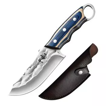 Нож-тесак из нержавеющей стали Нож для обвалки Нож для нарезки Нож для мясника Острый нож для выживания с крышкой knife B