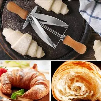 Нож Upspirit из нержавеющей стали для изготовления круассана, хлеба, колесо для теста, нож для печенья, деревянная ручка, кухонный нож для выпечки 1pcs