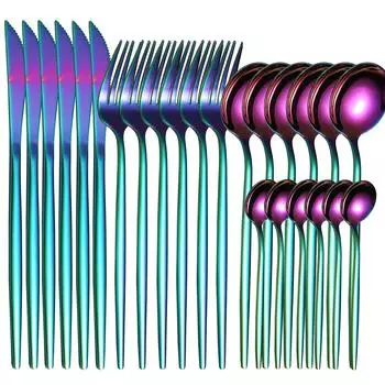 Нож, вилка и ложка из нержавеющей стали. Посуда из 16/24 предметов. Костюм для стейка в стиле вестерн. Нож, вилка и ложка.