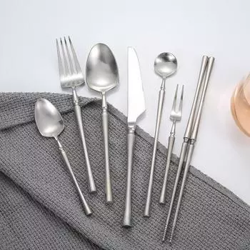 Нож, вилка и ложка Nordic Ins, матовый черный из нержавеющей стали 304, набор посуды для западной еды/стейка, суповая ложка, вилка Retro-0995