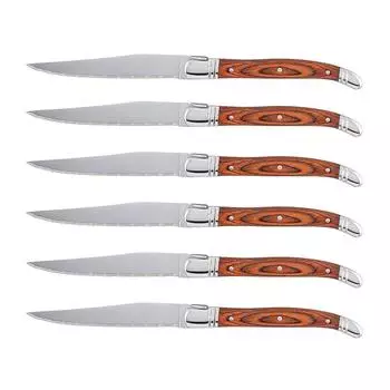 Ножи для стейков из нержавеющей стали в стиле Лагиоль, деревянные японские столовые приборы, столовый нож, столовые приборы для ресторана, столовые приборы 2/4/6/10 шт.