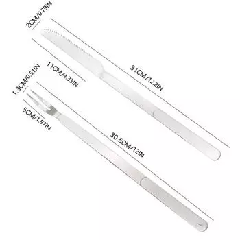 Ножи для ужина Нож и вилка для барбекю из нержавеющей стали Столовые приборы для улицы Набор ножей и вилок с длинной ручкой Нож для стейка Инструмент для жарки бараньей ноги 2PCS/SET