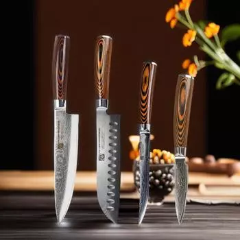 Ножи из дамасской стали 67 слоев поварской нож японский сантоку дамасский 8 дюймов поварской нож профессиональный набор ножей универсальный нож для очистки овощей