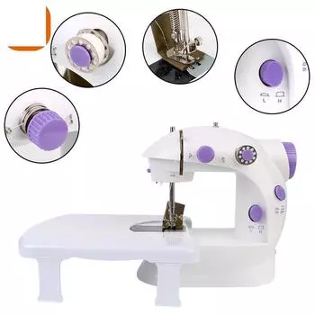 Ножная педаль, прямая линия, комплект с двумя нитками, бытовой ночник, швейная машина, портативный мини-электрический ручной стол 220 В EU Plug