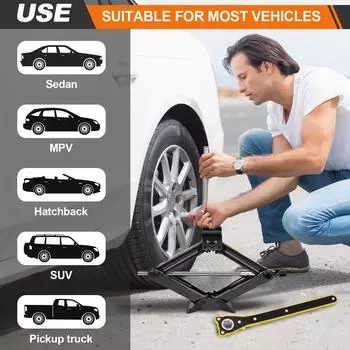 Ножничный домкрат DayPlus Crane, ножничный домкрат для подъема автомобиля на 2 тонны с храповым механизмом, сверхпрочный стальной ножничный домкрат 11-39 см, подъемный инструмент UNITED KINGDOM