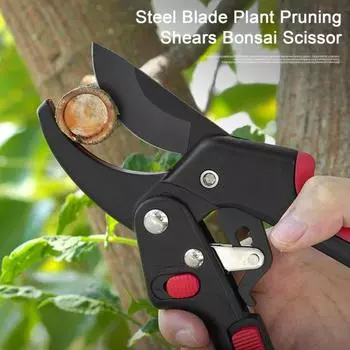 Ножницы для бонсай с острым лезвием, конструкция пружины высокой твердости с предохранителем, эргономичная ручка, трудосберегающая сталь, высокоэффективный ручной секатор, ветка завода красный/чёрный