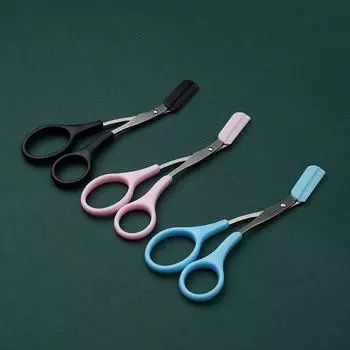 Ножницы для бровей из нержавеющей стали, 1 шт., с расческой для макияжа, режущий инструмент двойного назначения 18.6cm*6.5cm*2cm розовый