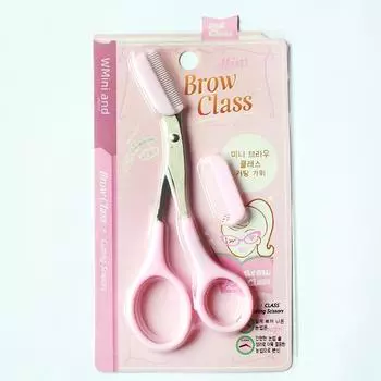 Ножницы для бровей Jifengli из нержавеющей стали в корейском стиле с расческой для точного подравнивания Standard розовый