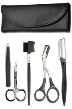 Ножницы для бровей В комплект входит футляр для стрижки бровей [cmy select] Набор, мужские ножницы, ножницы, пинцет, бритва, (черный)