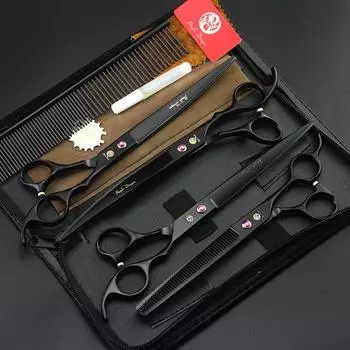 Ножницы для домашних животных Набор ножниц для груминга собак Прямые и изогнутые и филировочные ножницы Набор инструментов для ухода за шерстью животных