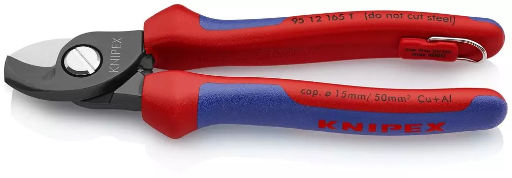 Ножницы для кабеля Knipex 95 12 165 T с мягкой ручкой и точкой крепления троса