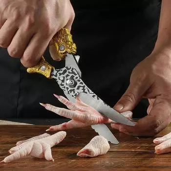 Ножницы для куриных костей Seiko Прочные кухонные ножницы с ручкой в виде дракона из нержавеющей стали Многофункциональные острые пищевые ножницы золотой