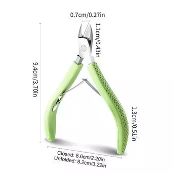 Ножницы для кутикулы из нержавеющей стали, средство для удаления омертвевшей кожи с ногтей, кусачки для ногтей, маникюрные ножницы с изогнутым кончиком зелёный