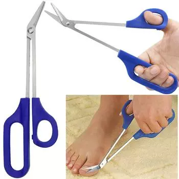 Ножницы для ногтей с длинной ручкой, кусачки для ногтей, резак для педикюра, синие маникюрные ножницы из нержавеющей стали, инструменты для ухода за ногтями