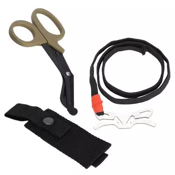 Ножницы для перевязки Ножницы для выживания в чрезвычайных ситуациях Тонкие зубья для резки Холщовая сумка Жгут