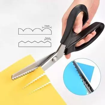 Ножницы для шитья из нержавеющей стали, удобная ручка с ручкой, профессиональные ремесленные ножницы для шитья, зигзагообразные ножницы, швейные ножницы для ткани