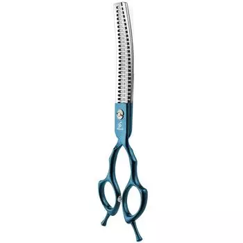 Ножницы для стрижки домашних животных Sangelar 6,5 дюйма, синие, изогнутые, могут сгибаться вверх и вниз, удаляют 20%-35% и 45%-60% волос, высококачественный инструмент для груминга Remove Hair 20%-35% синий