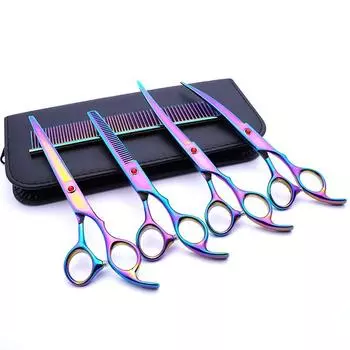 Ножницы для ухода за домашними животными, профессиональные ножницы из нержавеющей стали с круглой головкой для стрижки собак и кошек, портативный набор для стрижки животных