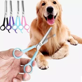 Ножницы для ухода за собаками, кошками, 6,69 дюйма, плоские безопасные круглые кончики, ножницы с изогнутым лезвием, острые парикмахерские ножницы от кашля для домашних животных