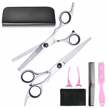 Ножницы для волос из нержавеющей стали, парикмахерские ножницы, профессиональные парикмахерские ножницы для стрижки челки, филировки, измельчения волос, набор зубных ножниц Black screw flat cuts