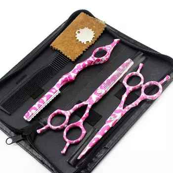 Ножницы для волос Steel 4 Kit 5.5 Pink Ceramics Hair Scissors Haircut Thinning Barber Cutting Shears Hairdresser Scissors