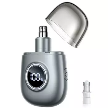 Ножницы для волос в носу для мужчин Инновационный дизайн ЖК-дисплей поставляется со сменным USB Этикет для ухода за носом для мужчин и носовые волосы Электрический нос Легко для дня рождения серый