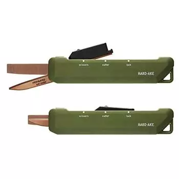 Ножницы KOKUYO Cutter 2Way Hakoake Titanium Blade Khaki Hasa-T420DG