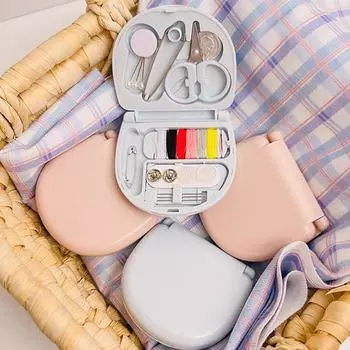 Ножницы наперсток игла нитки коробка набор многофункциональный портативный дорожный пластиковый ручной швейный набор принадлежности для шитья мини подарок розовый