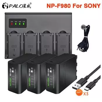NP-F980 F960 F970 NPF980 Батарея PD20W Порт быстрой зарядки + 4 слота F970 F980 Зарядное устройство для Sony CCD-TRV35 TRV940 CCD-RV100 CCD-RV20