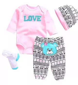 NPK Doll Reborn Baby Clothes Pink Outfits for Reborn Doll Girls Baby Clothes Baby Set 20 - 22 розовый