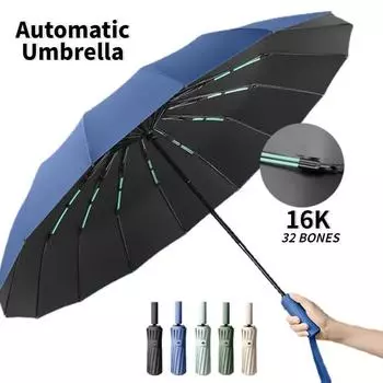 Nrew Ultra-strong Windproof 32 Bone Automatic Umbrella for Men Double Bone Sunny and Rainy Sunshade Waterproof Uv Sunproof Umb