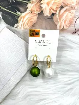 NUANCE Crown Pearl Golden, Серьги, Корейский премиум-бренд, Корейские украшения, Корейские аксессуары, Корейский стиль, KBeauty