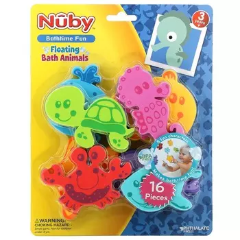 Nuby, плавающее животное для купания, возраст 3+, 16 предметов