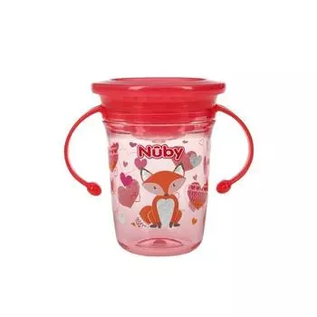 Nuby Tritan TT Glitter Teaching Cup Fox 240 мл 10679, Розовый, 1 шт.