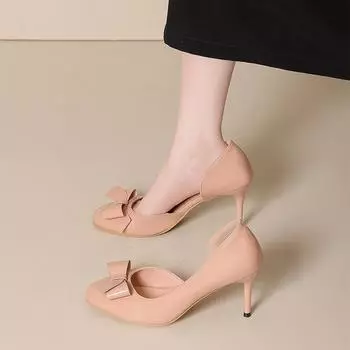 Nude bow high heels women s new temperament advanced not tired feet women s shoes beautiful legs long sandals women 34