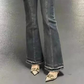 Nude high heels women s 2024 spring and autumn new design sense niche metal chain French pointed thin heel single shoes women 33