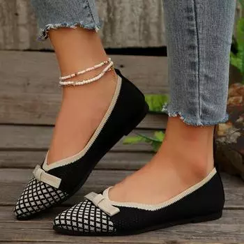 Nueva mujer tejer zapatos planos transpirable bolsa confort corbata zapatos повседневные кроссовки punta punta caminar zapatos planos 36 чёрный
