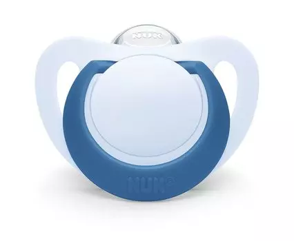 NUK Nook Star для Способствует Красивому Премиум Включает Дезинфицирующее средство Детский душ OCNK2175636 Пустышка, Синяя, 18-24 месяца, Прорезывание зубов, Модель, Силикон, синий