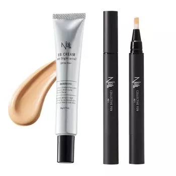 NULL Concealer skin dark and acne Corrective Pen Natural Cover BB Cream Set for slightly lighter skin (for redness, circles, pores, scars) #01 #01