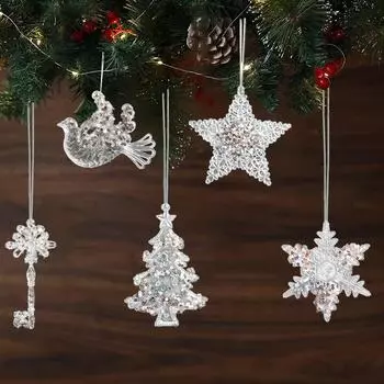 Креативная подвеска на елку в виде пятиконечной звезды, сердца, крыльев, лося, голубя мира