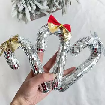 Диско-зеркальный шар, трость, стеклянное украшение, креативная диско-рождественская трость