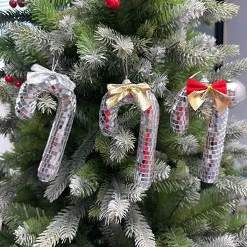 Диско-зеркальный шар, трость, стеклянное украшение, креативная диско-рождественская трость