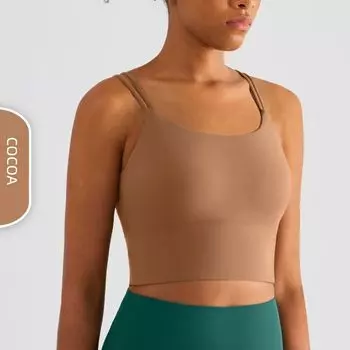 Nuls New Arrival Fashion Camisole Double-Shoulder Strap Beauty Back Yoga Bra Full Fixed Cup One-Piece Sports Intimates Cocoa cacao 4 pieces