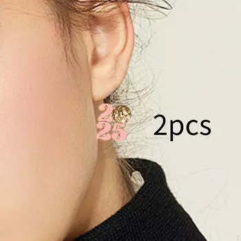 Number Drop Earrings Disco Ball Decoration Dangle Happy Year
