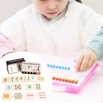 Number Matching Game Wood Puzzle Handcraft Fine Motor Skills Early Learning Toy Educational for