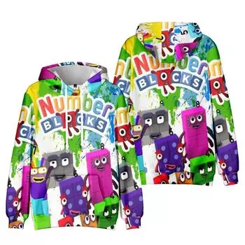 Numberblocks унисекс мультфильм толстовки тай-дай толстовка уличная толстовка с капюшоном мужчины женщины косплей спорт XS