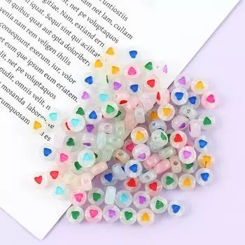 Numbers Heart Letter Necklace Star Moon Loose Beads Acrylic Beads Luminous Beads Beaded Accessories Gold star moon