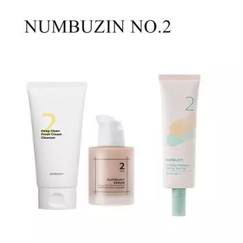 (NUMBUZIN) No.2 Tone Up Good Bye Redness Derma 50 мл/Сыворотка 50 мл: Протеиновая кремовая сыворотка/Deep Clean Fresh Cream Cleanser 120 мл