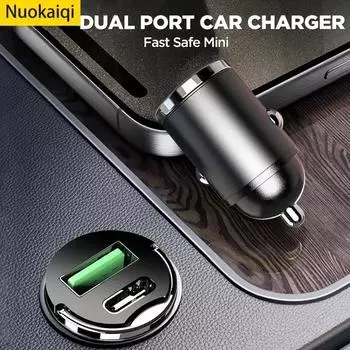 Nuokaiqi New Car Pull Ring Car Charger PD+usb Fast Charging Mini Hidden Flash Charging Mobile Phone Charger Car Appliances чёрный